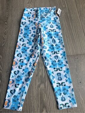 Exotica Animalistic Aqua Performance High Waisted Capri Cropped Leggings Size S